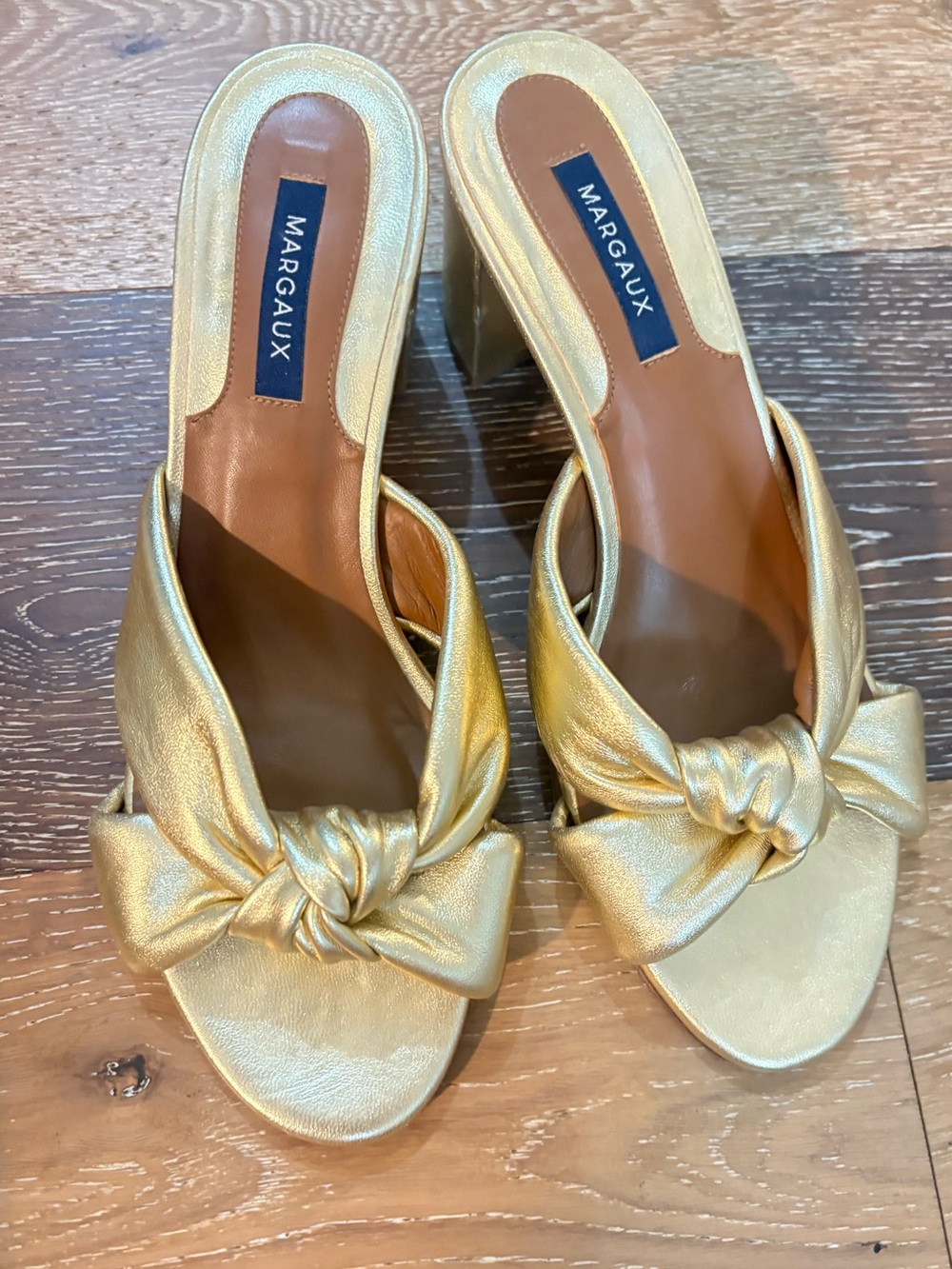 Margaux Metallic Gold Carmine Mules 9.5W